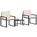 Set di Mobili con cuscino 3 pcs Beige e Bianco Crema Rattan - Foto miniatura 3