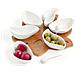 Antipastiera Spicchi di Sole Bianca Porcellana con Supporto Bamboo con 3 Forchette Inox - Foto miniatura 2