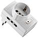 70025 Adattatore Riduttore Triplo Con Interruttore Termico Di Sicurezza - Spina 10a 2 Prese Bivalenti 10/16a 1 Presa Schuko - Bianco - Foto miniatura 1