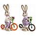 Coppia Di Coniglietti Pasquali In Paglia Con Bicicletta E Abito Decorazione Artigianale Per La Casa Idea Regalo Per Pasqua Set Da 2 - Foto miniatura 1