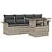 Set di divani da giardino  5 pezzi con cuscini in rattan sintetico grigio chiaro, Divano da giardino  2 posti con spazio di stoccaggio e cuscini in rattan sintetico grigio chiaro - Foto miniatura 1