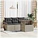 Set di divani da giardino  5 pezzi con cuscini in rattan sintetico grigio chiaro, Divano da giardino  2 posti con spazio di stoccaggio e cuscini in rattan sintetico grigio chiaro - Foto miniatura 2