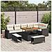 Set divano da giardino 9 pezzi con cuscini Nero Rattan Polietilene Acacia, Set da pranzo da giardino 3 pezzi con cuscini Nero Rattan Polietilene Acacia - Foto miniatura 2