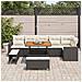 Set divano da giardino 9 pezzi con cuscini Nero Rattan Polietilene Acacia, Set da pranzo da giardino 3 pezzi con cuscini Nero Rattan Polietilene Acacia - Foto miniatura 3