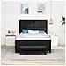 Letto Box Spring con Materasso & Panchina Nera 140x190 cm Tessuto - Foto miniatura 5