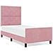 Struttura del letto in velluto rosa 100x200 cm - Foto miniatura 4
