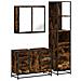 Set Mobili da Bagno 3 pz Rovere Fumo in Legno Multistrato - Foto miniatura 1