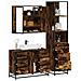 Set Mobili da Bagno 3 pz Rovere Fumo in Legno Multistrato - Foto miniatura 2
