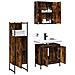 Set Mobili da Bagno 3 pz Rovere Fumo in Legno Multistrato - Foto miniatura 4