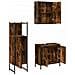 Set Mobili da Bagno 3 pz Rovere Fumo in Legno Multistrato - Foto miniatura 5