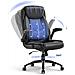 Sedia Da Ufficio Ergonomica In Pelle, Braccioli Ripiegabili 90°, Schienale Regolabile 103°-120°, Funzione Dondolo, Sedia Direzionale Con Schienale Alto, Imbottitura Extra Spessa, Portata Fino A 136 Kg, Sedia Per Home Office - Foto miniatura 1