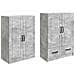 Set di armadi 2 pcs Grigio Cemento Legno ingegnerizzato - Foto miniatura 3