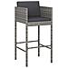 Sgabelli Da Bar 4 Pz Con Cuscini Grigi In Polyrattan - Foto miniatura 3