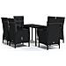 Set Mobili Da Pranzo Per Giardino 7 Pz Con Cuscini Nero - Foto miniatura 2