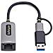 Adattatore da USB-C a Ethernet con dongle USB-A, 10/100/1000Mbps, adattatore di rete da USB 3.0 a Gigabit Ethernet, cavo collegato 6in / 15cm, adattatore USB GbE - Foto miniatura 3