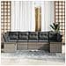 Set di divani da giardino 7 pezzi con cuscini Grigio chiaro Rattan sintetico, Divano da giardino 2 posti con spazio di stoccaggio e cuscini Grigio chiaro Rattan sintetico - Foto miniatura 3