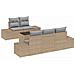 Set Divano da Giardino 6 Pezzi con Cuscini Beige in Polyrattan - Foto miniatura 1