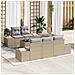 Set Divano da Giardino 6 Pezzi con Cuscini Beige in Polyrattan - Foto miniatura 2