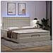 Struttura Letto Pouf con Materasso Bianco 160x200 cm Similpelle - Foto miniatura 3