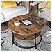 Tavolino da caffè rotondo in stile loft rustico marrone con ripiano - Foto miniatura 3