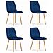 Sedia JEWA - Velluto blu navy con gambe color legno x 4 - Foto miniatura 1