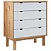 Cassettiera Marrone E Bianca 76,5x39,5x90cm Legno Massello Pino - Foto miniatura 2