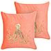Set Di 2 Cuscini Laminaria Velluto 45 X 45 Cm Corallo Trama Animale - Foto miniatura 4