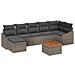 Set di divano da giardino in 8 pezzi con cuscini grigio polyrattan acacia - Foto miniatura 1
