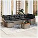Set di divano da giardino in 8 pezzi con cuscini grigio polyrattan acacia - Foto miniatura 2