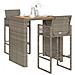 Set Bar da Giardino 3pz senza Cuscini Grigio Polyrattan Acacia - Foto miniatura 2