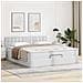 Struttura Letto Pouf con Materasso Bianco 160x200 cm Similpelle - Foto miniatura 3