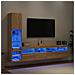 Mobili TV a Muro con LED 4pz Rovere Sonoma Legno Multistrato - Foto miniatura 2
