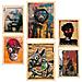 Set Di 6 Stampe Dipinto Decorativo Graffiti Street Art Di Banksy Nei Toni Del Marrone Incorniciato Con Illustrazioni A3 & A4 Telaio In Legno Chiaro - Foto miniatura 1