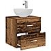 Mobiletto con Lavabo a Parete Legno antico 49,5 x 35 x 63 cm - Foto miniatura 2