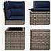 Set di divani 6 pz Grigio e Blu Navy Rattan sintetico e Acciaio - Foto miniatura 5