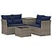 Set di divani 6 pz Grigio e Blu Navy Rattan sintetico e Acciaio - Foto miniatura 1