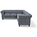 Divano Angolare Vintage In Tessuto Grigio Versione Destra Chesterfield - Foto miniatura 12