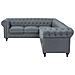Divano Angolare Vintage In Tessuto Grigio Versione Destra Chesterfield - Foto miniatura 18