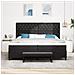 Letto Box Spring Con Materasso & Panchina Nera 200x200 cm Velluto - Foto miniatura 5