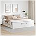 Struttura Letto Pouf con Materasso Bianco 160x200 cm Similpelle - Foto miniatura 3