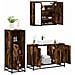 Set Mobili da Bagno 3 pz Rovere Fumo in Legno Multistrato - Foto miniatura 2