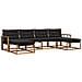 Set di divani da esterno con cuscino 6 pcs Naturale e Nero - Foto miniatura 1