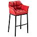Sgabello Alto Bar DAMASO in Similpelle - Sedia Sgabello con Braccioli e Schienale Imbottiti e Poggiapiedi l Sgabello Fisso Bar Cucina Pub in Acciaio - H 83 cm Rosso Nero - Foto miniatura 1