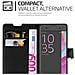 Custodia Compatibile Con Sony Xperia Xa In Nero Carbone - Coperchio Protettiva Con Chiusura Magnetica, Funzione Stand E Tasca Per Le Carte - Foto miniatura 3