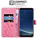 Custodia Compatibile Con Samsung Galaxy S8 Plus In Rosa Fiore - Coperchio Protettivo In Design Floreale Con Chiusura Magnetica, Funzione Stand E Slot Per Carte - Foto miniatura 5
