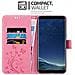 Custodia Compatibile Con Samsung Galaxy S8 Plus In Rosa Fiore - Coperchio Protettivo In Design Floreale Con Chiusura Magnetica, Funzione Stand E Slot Per Carte - Foto miniatura 3