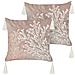 Set Di 2 Cuscini Mazzaella Velluto 45 X 45 Cm Tortora Trama Di Piante - Foto miniatura 3