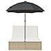 Lettino Prendisole Doppio Cuscini E Parasole Beige Polyrattan - Foto miniatura 3