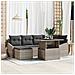 Set di divani da giardino 7 pezzi con cuscini Grigio Polirattan - Foto miniatura 2