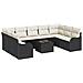 Set divano da giardino di 9 pezzi con cuscini rattan marrone,  Divano da giardino per due persone con cuscini rattan nero - Foto miniatura 1